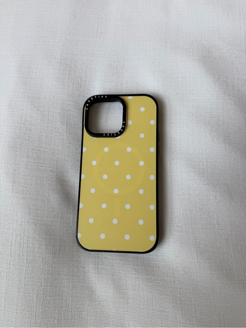 Casetify Yellow and White Polka Dot Phone Case iphone 14 pro max
